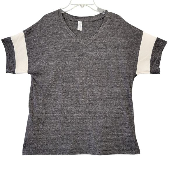 Alternative Earth Gray Heather Shirt Sporty V-Neck Short Sleeves Women's Medium - Picture 1 of 10